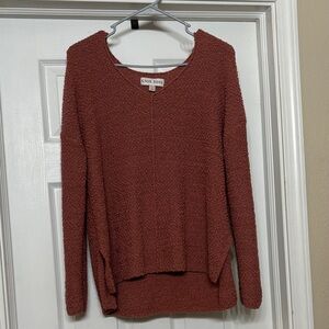 Knox Rose Women's V-Neck Sweater in Warm Rust